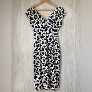 Maggy London Womens Midi Dress 6P Polka Dot Black and White
